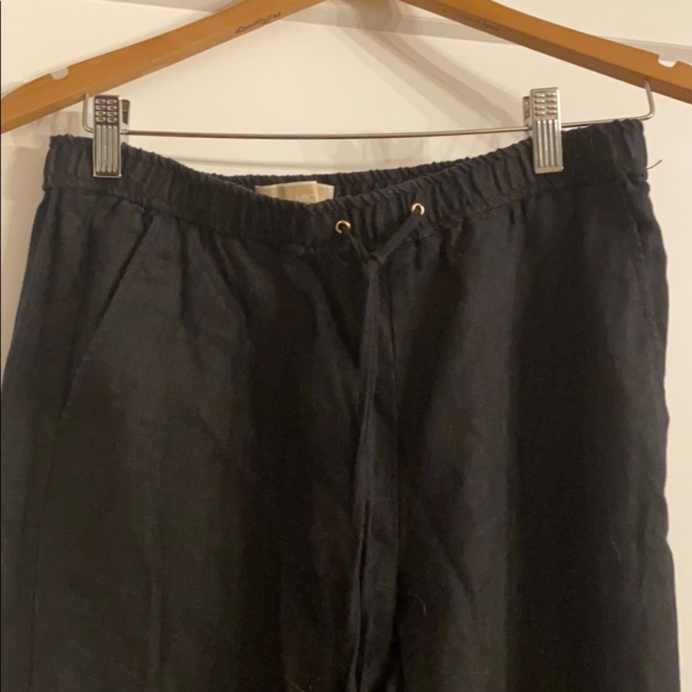 Black linen wide leg pant
